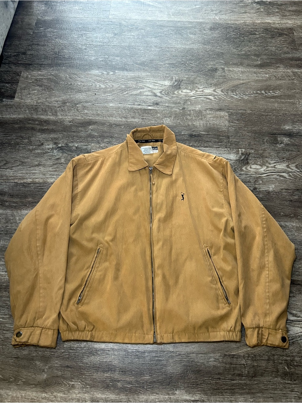 PGA Tour Collection Men’s Large Tan Full Zip Golf Jacket Windbreaker Harrington